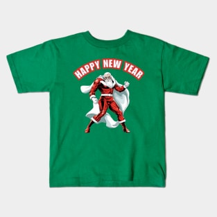 Happy New Year Rock Santa Kids T-Shirt